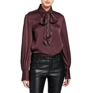 Equipment‎ Didina Long Sleeve Button Down Blouse With Scarf Womens Small Purple